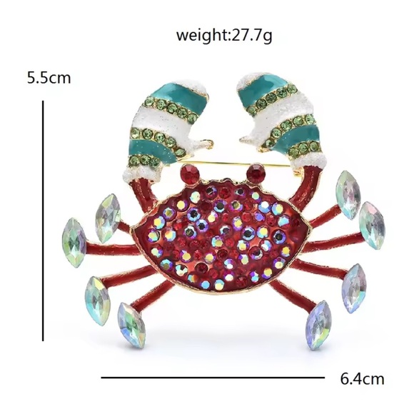 Colorful Crab Brooch with Rhinestones - Picture 4 of 4